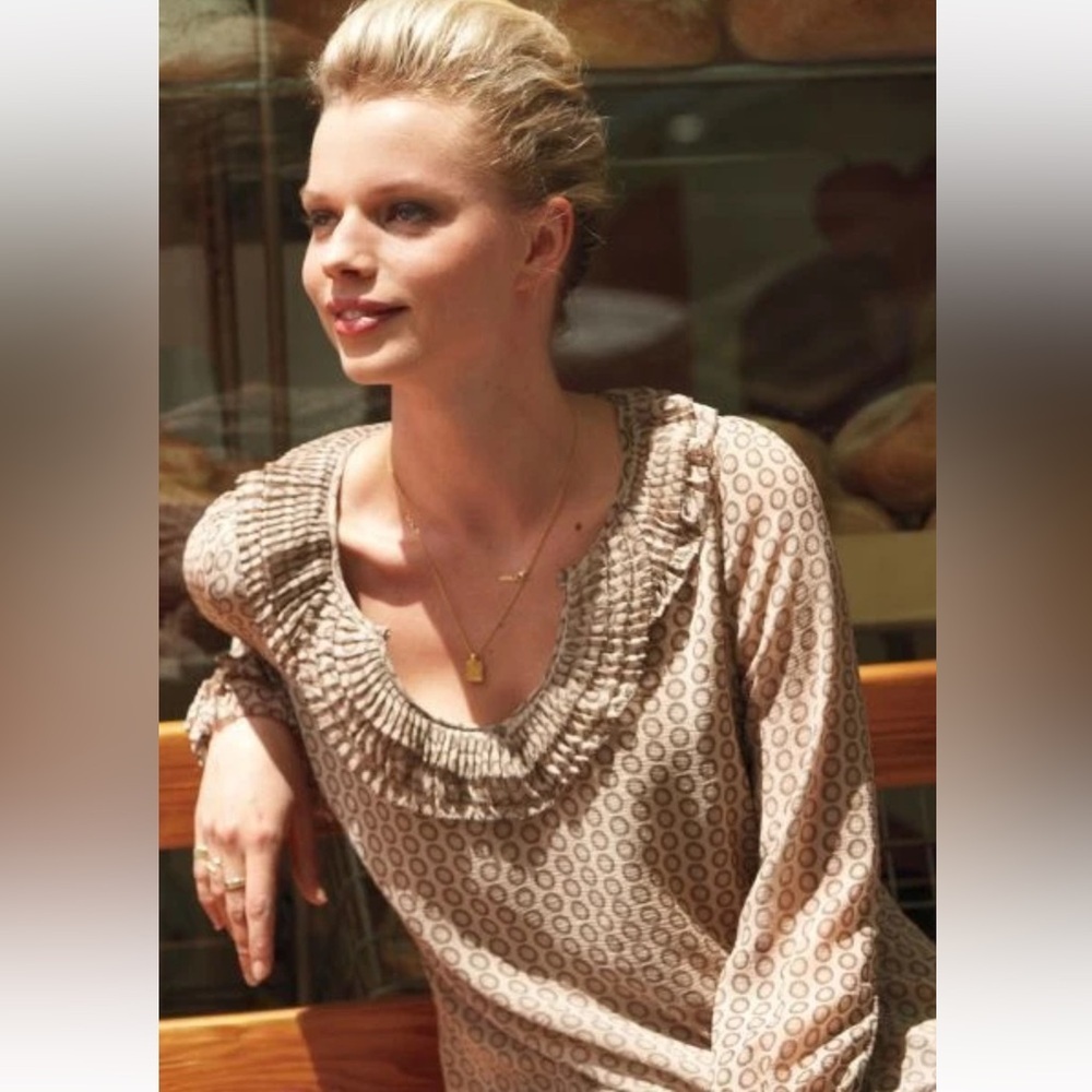 Anthropologie Leifsdottir 100% Silk Ruffle Blouse Top